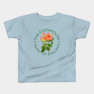 The Cotswolds UK England Botanical Cottage Roses Birds Kids T-Shirt